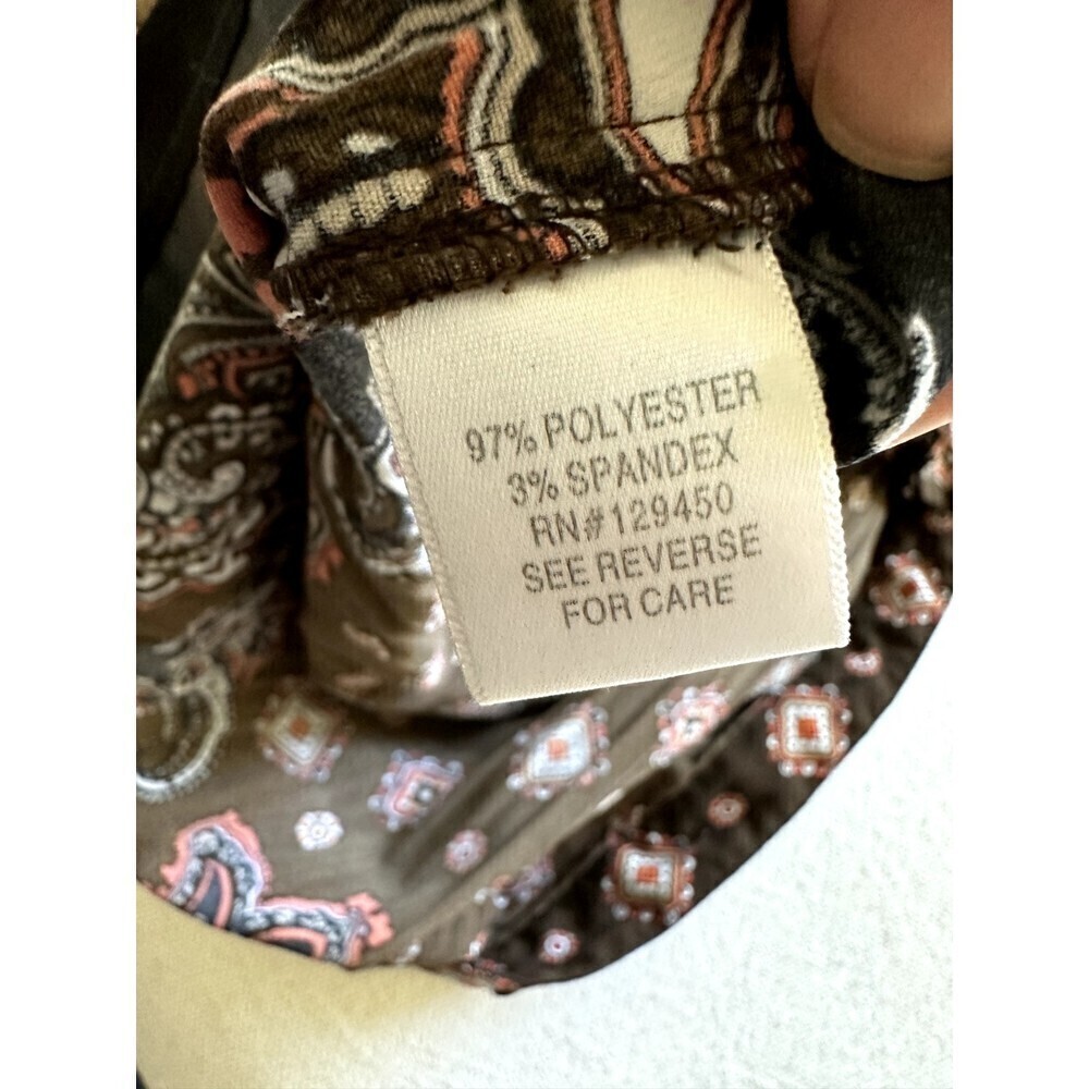 Apt 9 Woman's Vintage Y2K Top Size‎ 2X Brown Short Sleeve Ruffle Crinkle 2000s - Picture 3 of 15